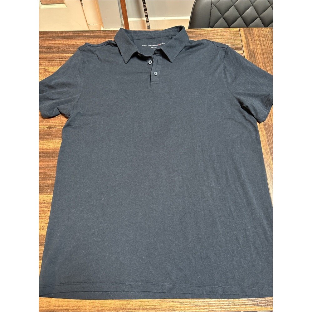 John Varvatos USA Cotton Navy Blue Short Sleeve Polo Shirt Sz L EUC